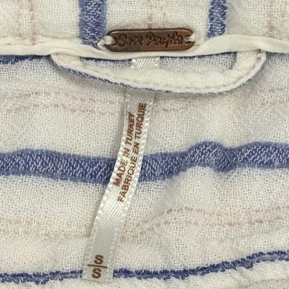 Free People Shirt Dress Stripes 100% Cotton Coastal Boho White Sz S